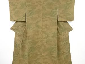 未使用品　縮緬地遠山に樹木模様小紋着物
